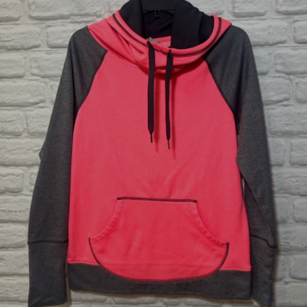 Champion Women's Coral Pink/Gray Duo Dry Hoodie Pullover Sweatshirt, size XL